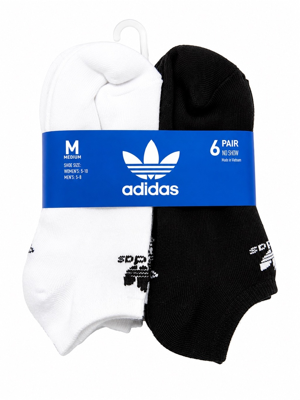 adidas Men's No-Show Socks - Black & White, 6 Pack